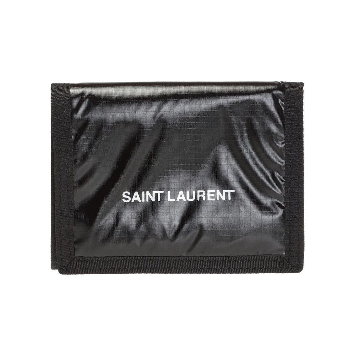 New π Saint Laurent Nuxx Ripstop Black Trifold Flap Wallet 588189 π