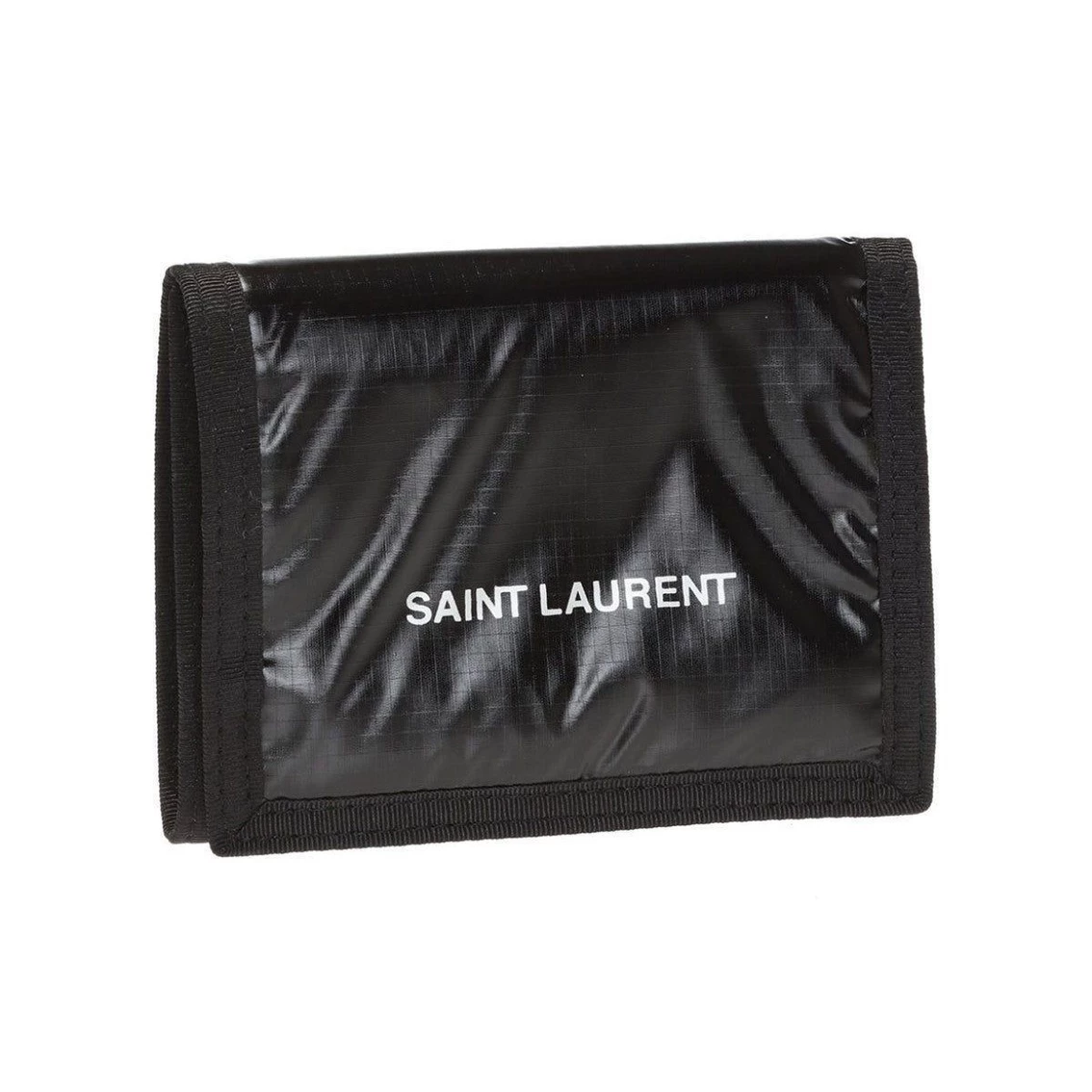 New π Saint Laurent Nuxx Ripstop Black Trifold Flap Wallet 588189 π - Image 2