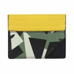 Brand new 🎁 Fendi Camouflage Bugs Print Calf Leather Military Green Card Case 7M0164 🔔