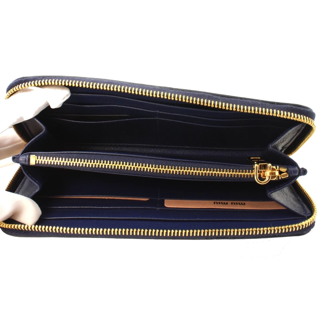 Best Sale ๐ Miu Miu Portafaglio Lampo Blue Glace Flower Leather Wallet 5ML506 ๐ - Image 4