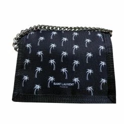 Top 10 🔔 Saint Laurent Buffalo Palm Tree Black Nylon Chain Trifold Wallet 586279 🔔