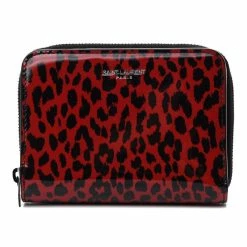Flash Sale โ๏ธ Saint Laurent Baby Cat Red Patent Leather Leopard Print Wallet 562796 ๐ฅ