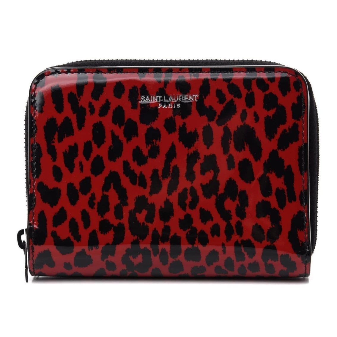 Flash Sale βοΈ Saint Laurent Baby Cat Red Patent Leather Leopard Print Wallet 562796 π₯