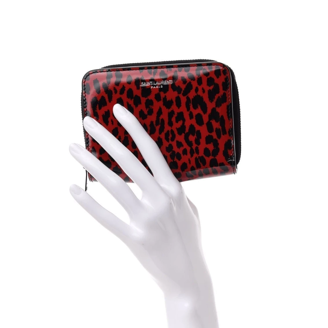 Flash Sale βοΈ Saint Laurent Baby Cat Red Patent Leather Leopard Print Wallet 562796 π₯ - Image 2