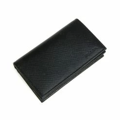 Best Pirce 🎉 Prada Mens Saffiano Flap Card Holder Wallet Black 2MC122 🔥