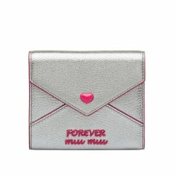 Best deal ⭐ Miu Miu Silver Cromo Madras Forever Glitter Leather Heart Love Wallet 5MH014 🥰