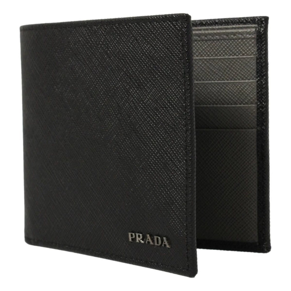 Wholesale 𧨠Prada Nero Black Grey Saffiano Cuir Leather Billfold Wallet 2MO513 π - Image 2