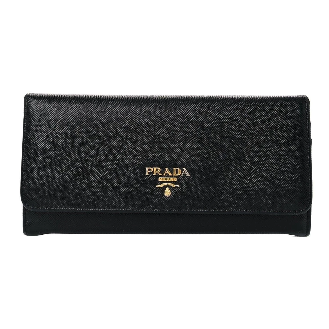 Coupon π Prada Black Saffiano Leather Snap ID Holder Long Wallet 1MH132 π