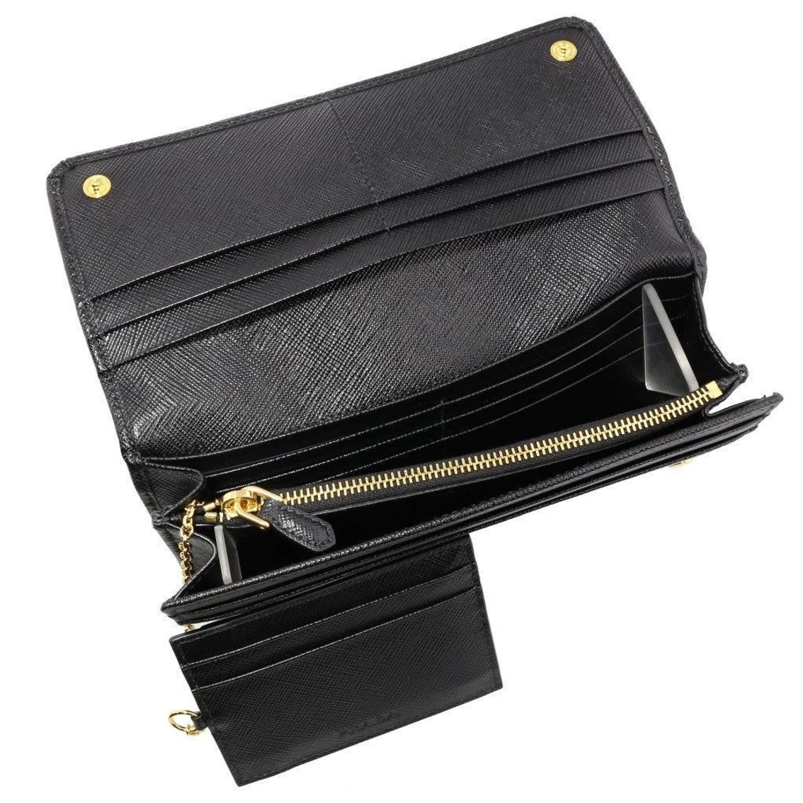 Coupon π Prada Black Saffiano Leather Snap ID Holder Long Wallet 1MH132 π - Image 5