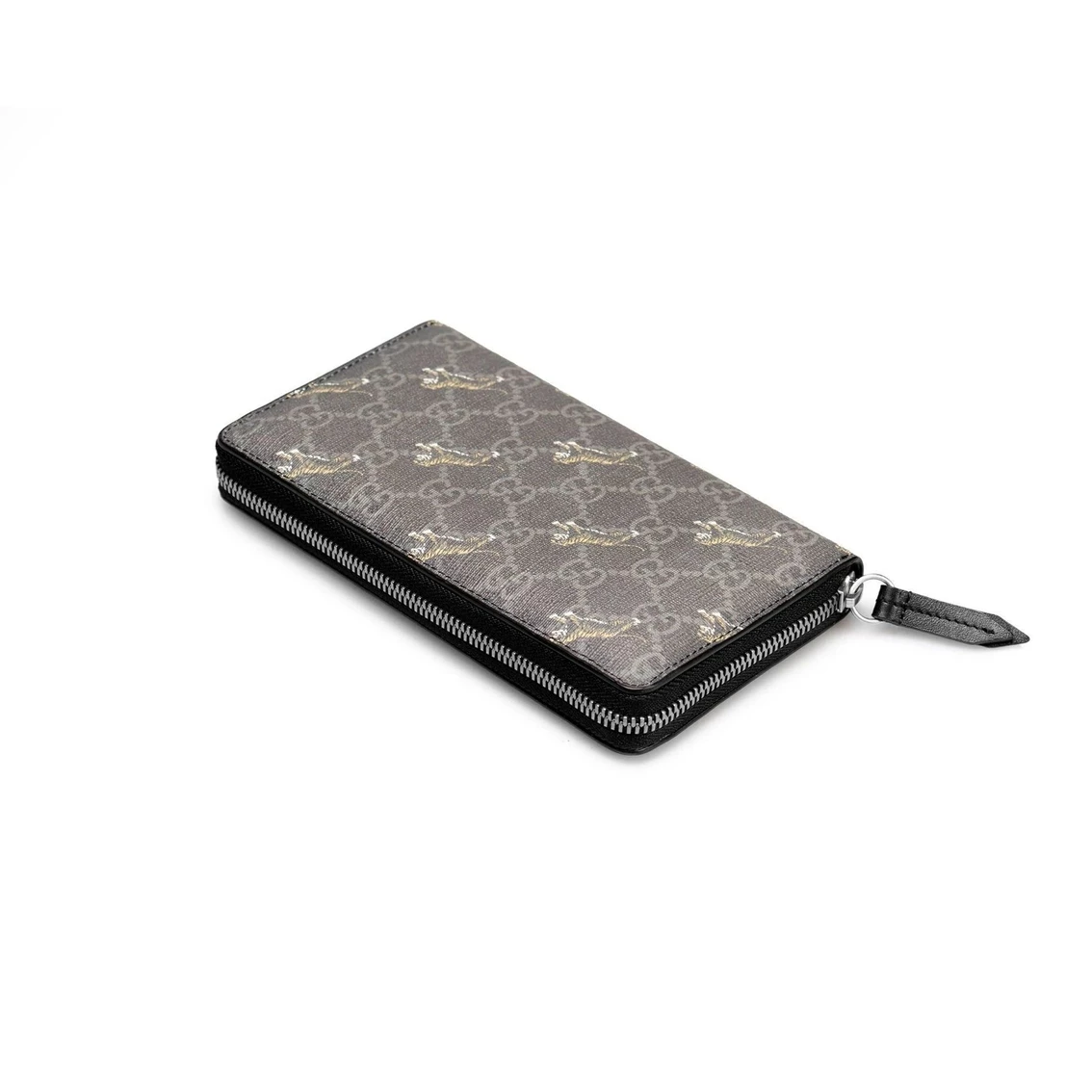Outlet β€οΈ Gucci GG Supreme Canvas Grey Tiger Print Zip Around Wallet 575135 π - Image 4