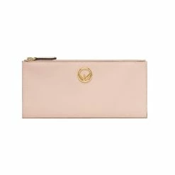 Deals 😍 Fendi F Is Fendi Light Rose Calf Leather Double Zip Long Wallet 8M0405 😀