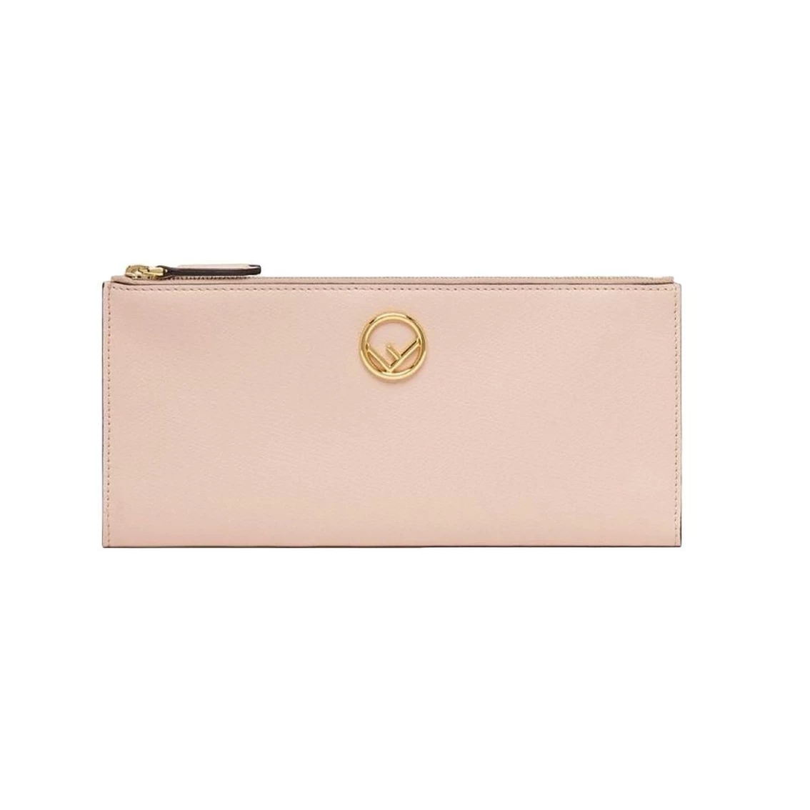 Deals 😍 Fendi F Is Fendi Light Rose Calf Leather Double Zip Long Wallet 8M0405 😀