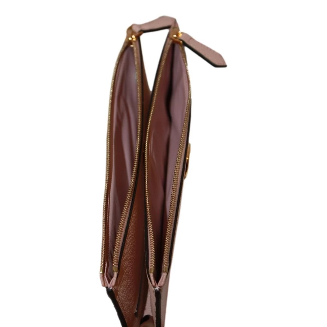 Deals 😍 Fendi F Is Fendi Light Rose Calf Leather Double Zip Long Wallet 8M0405 😀 - Image 4