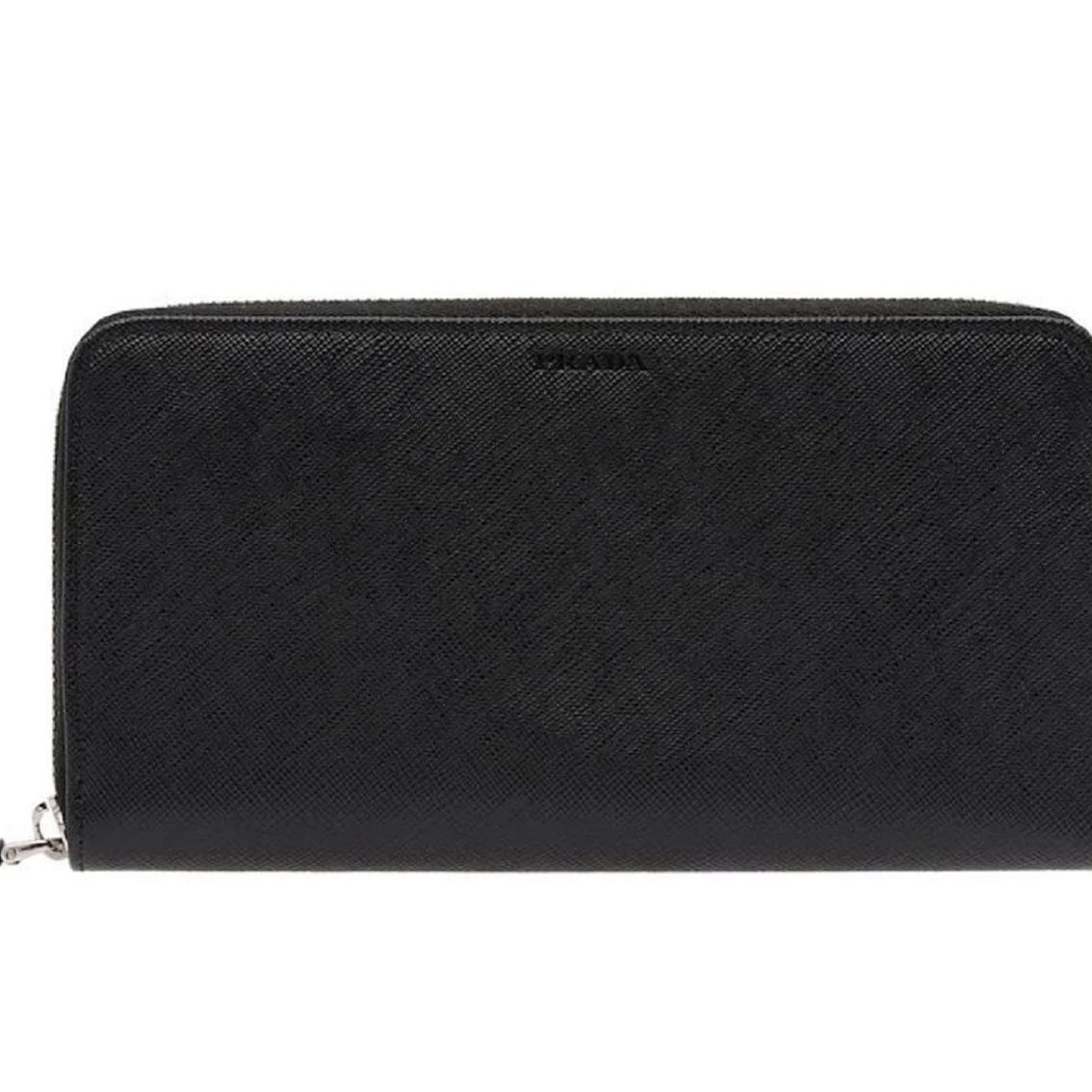 Brand new π Prada Saffiano Active Black Leather Stripe Zip Around Wallet 2ML317 βοΈ