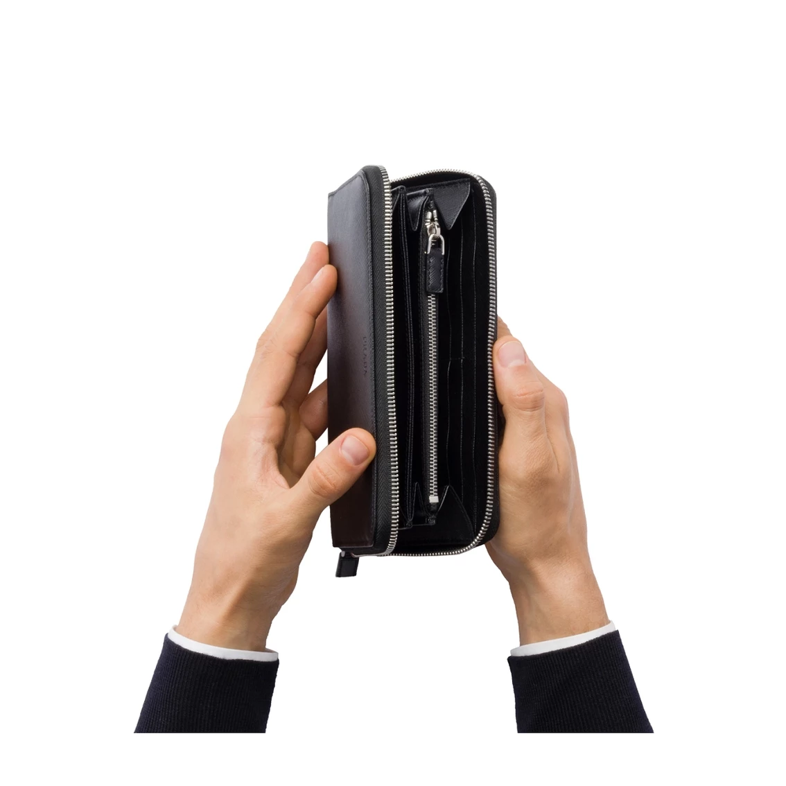 Brand new π Prada Saffiano Active Black Leather Stripe Zip Around Wallet 2ML317 βοΈ - Image 2