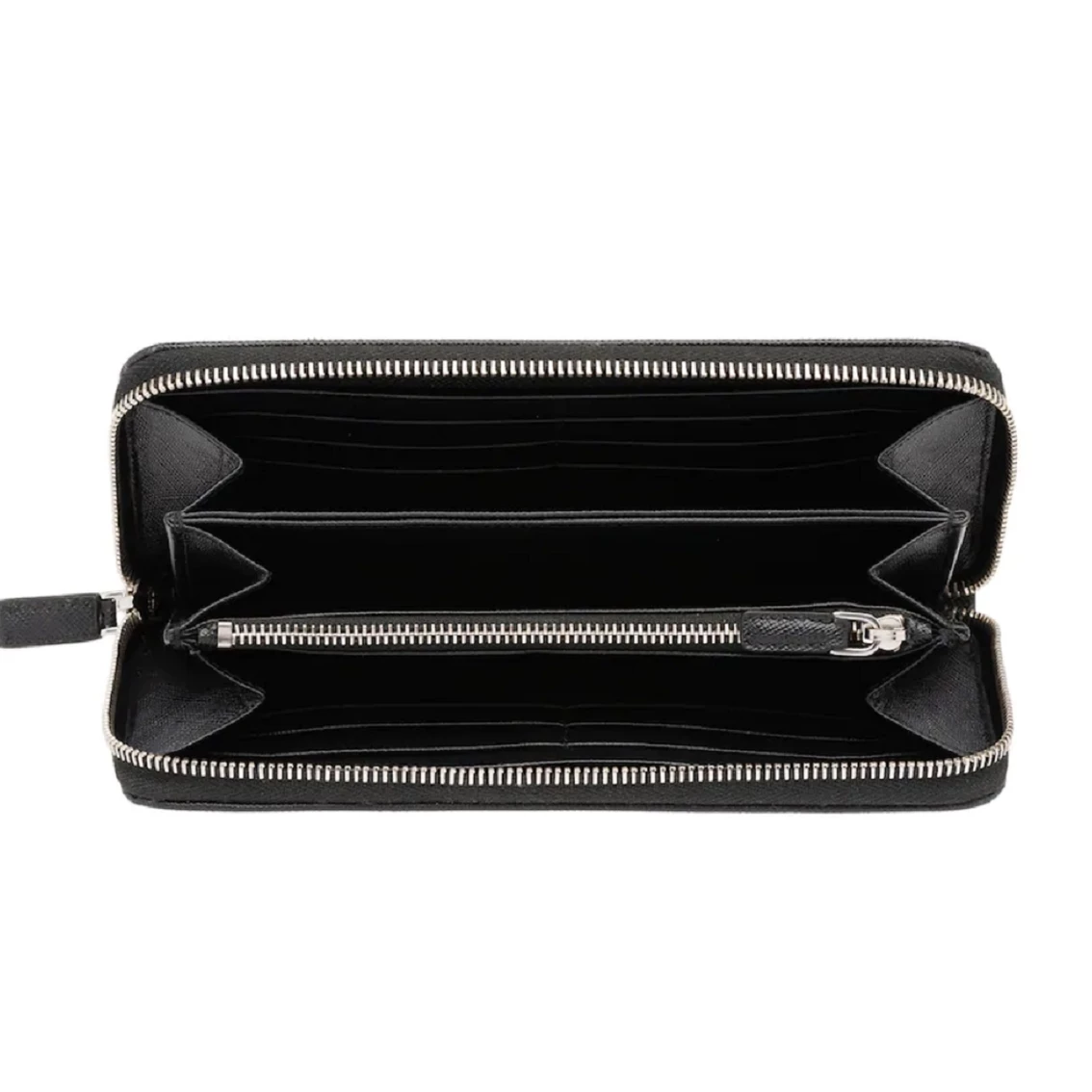 Brand new π Prada Saffiano Active Black Leather Stripe Zip Around Wallet 2ML317 βοΈ - Image 4