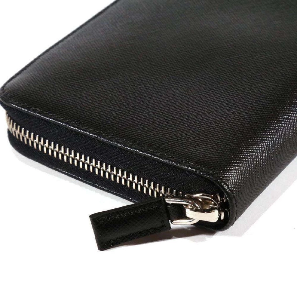 Brand new π Prada Saffiano Active Black Leather Stripe Zip Around Wallet 2ML317 βοΈ - Image 5