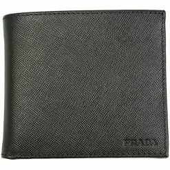 Promo 🎉 Prada Men's Black Saffiano Leather Logo Billfold Bifold Wallet 2MO738 👍