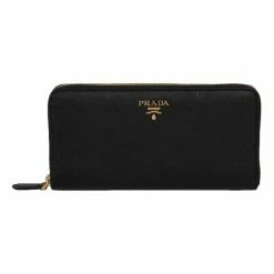 Cheapest βοΈ Prada Black Saffiano Leather Zip Around Wallet 1ML506 β