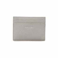 Best Pirce 🎉 Saint Laurent Grey Grain De Poudre Leather Credit Card Case 375946 ⌛