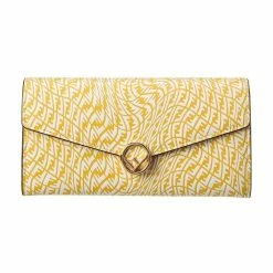 Cheap ✨ Fendi F Is Fendi Yellow Leather Vertigo Print Long Wallet 8M0251 🔥