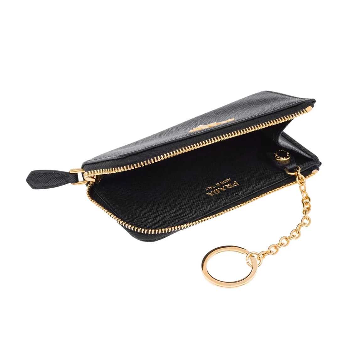 Best reviews of π Prada Black Saffiano Leather Key Holder Pouch Wallet 1PP026 π - Image 4