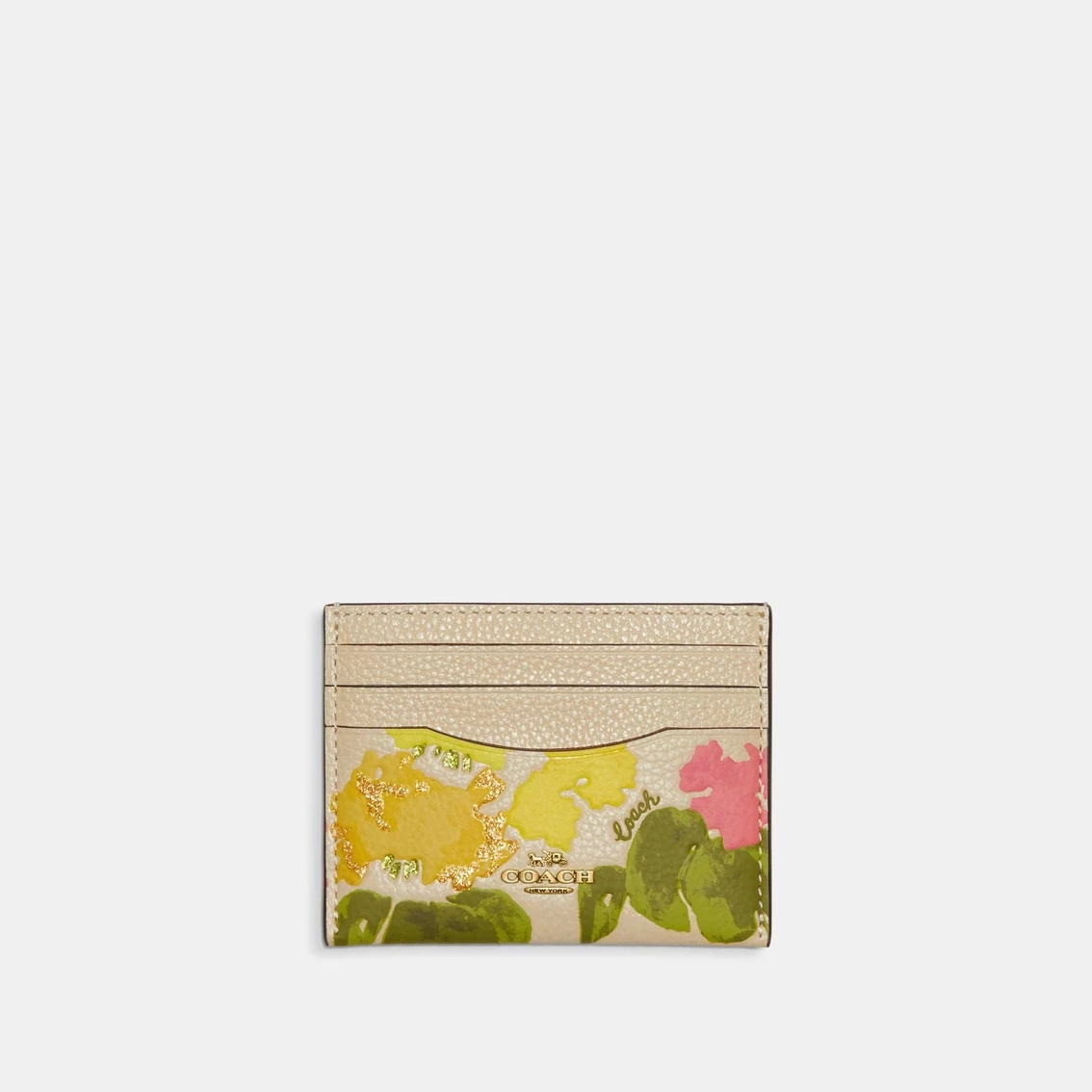 Best deal ๐ COACH Floral Printed Leather Flat Card Case ๐