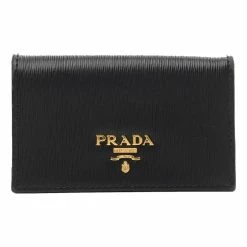 Hot Sale ๐งจ Prada Black Vitello Move Leather Card Case Wallet 1MC122 โญ