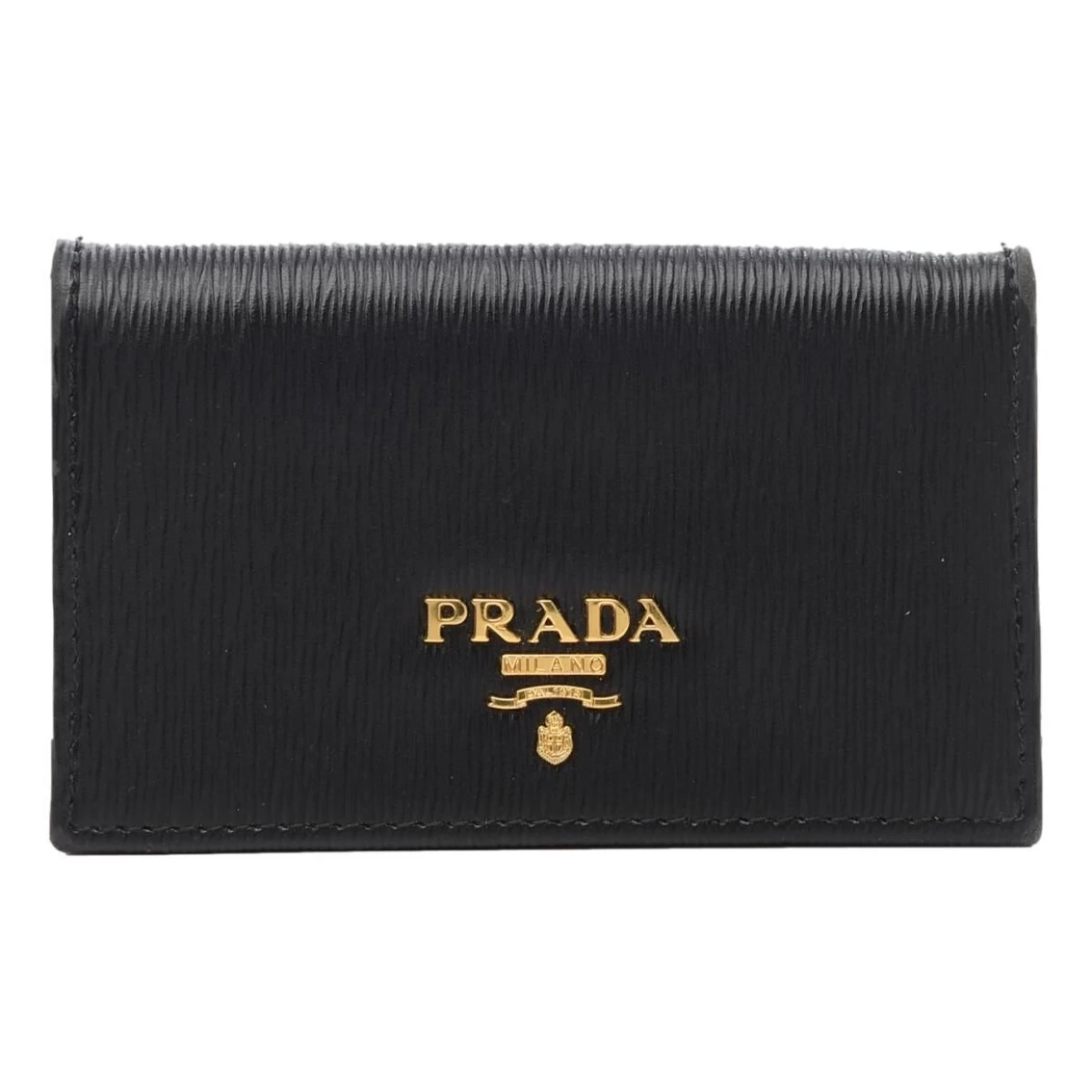 Hot Sale ๐งจ Prada Black Vitello Move Leather Card Case Wallet 1MC122 โญ